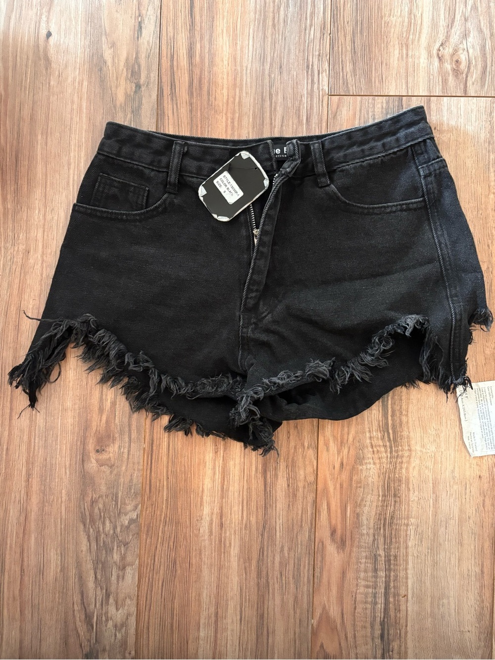 Black Frayed Hem Denim Shorts - Unbranded